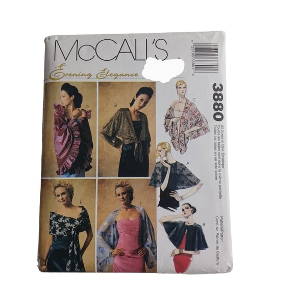 McCalls Other - McCalls Evening Elegance Wrap Sewing Pattern All Sizes #3880 -80s -Uncut Vintage